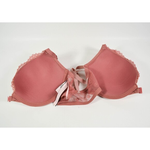 Victoria Secret Dusty Rose Pink Lace Front Closure Push Up Underwire Bra Sz 32DD - Picture 3 of 5